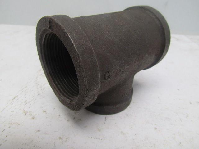 1-1/2x1-1/2x1-1/4" NPT Class 150 Malleable Iron Black Pipe Fitting Tee Lot of 10
