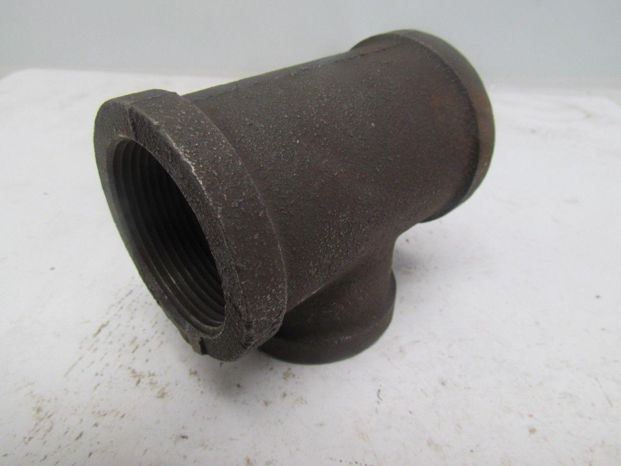 1-1/2x1-1/2x1-1/4" NPT Class 150 Malleable Iron Black Pipe Fitting Tee Lot of 10
