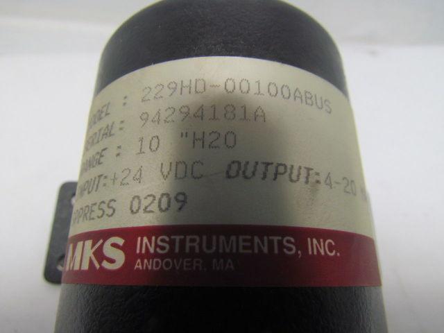 MKS 229HD-00100ABUS Pressure Transmitter Transducer 10" H20 Range Type 229A