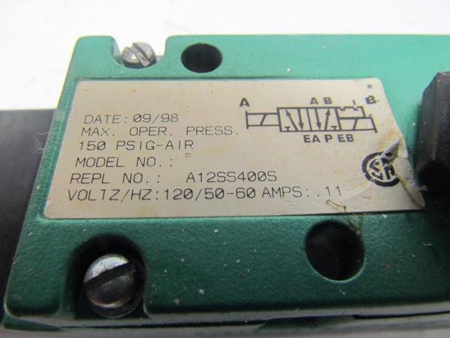 Numatics A12SS400S Pneumatic Solenoid Valve 120V .11A Coils 150PSI