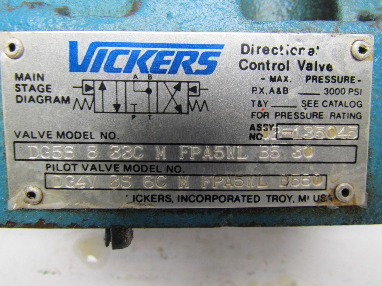 Vickers DG5S-8-33C-M-FPA5WL-B5-30 Hydraulic Directional Control Valve 3000 PSI