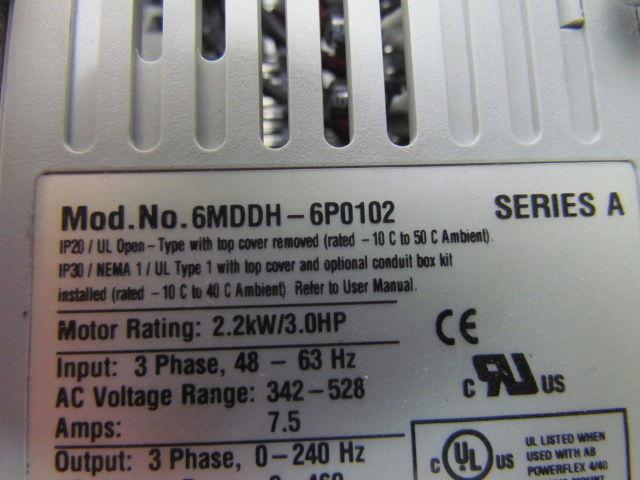 Reliance Electric 6MDDH-6P0102 AC Drive 0.75KW/1Hp 380-480VAC MD65 w/Heatsink