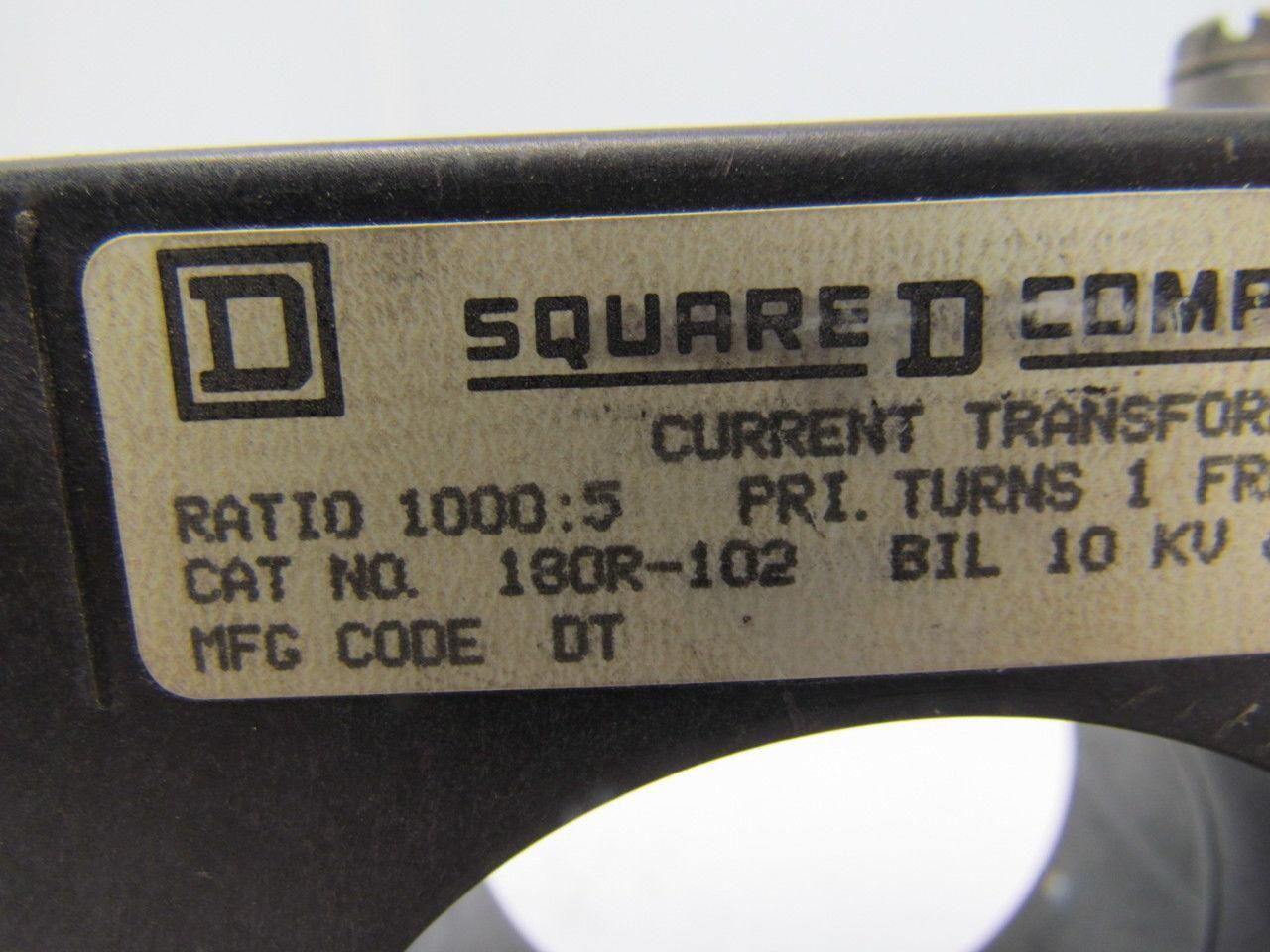 Square D 180R-102 Torroidal Current Transformer Ratio 1000:5 Freq 25-400HZ 10KV