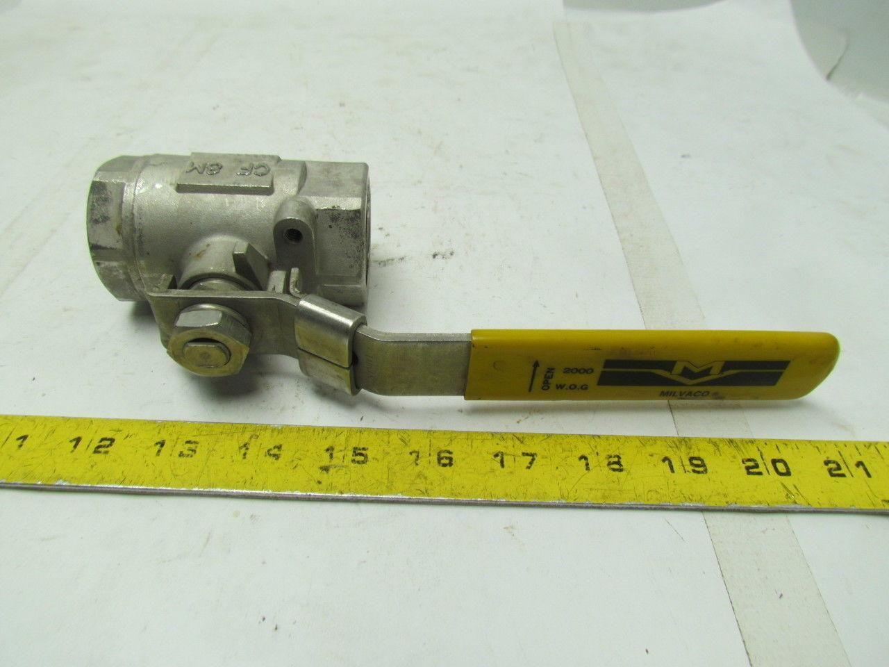 Milvaco Stainless Ball Valve 1-1/4" NPT Double Reduced Port Firesafe 2000 PSI