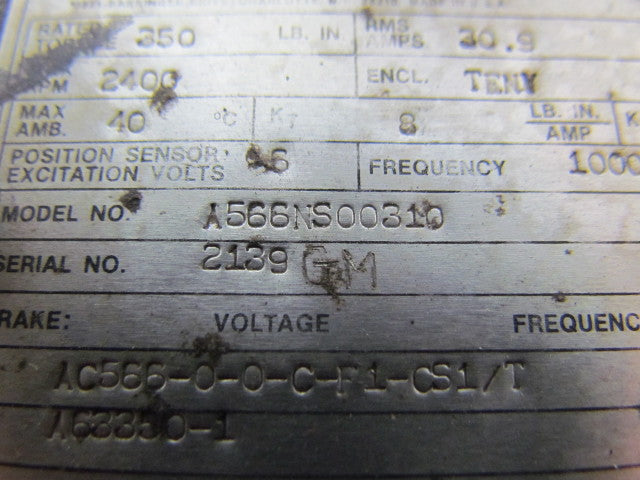 Contraves A566NS00310 Brushless Permanet Magnet Servo Motor