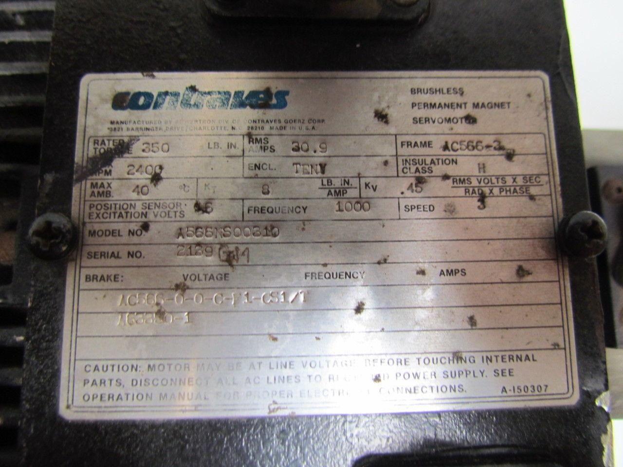 Contraves A566NS00310 Brushless Permanet Magnet Servo Motor