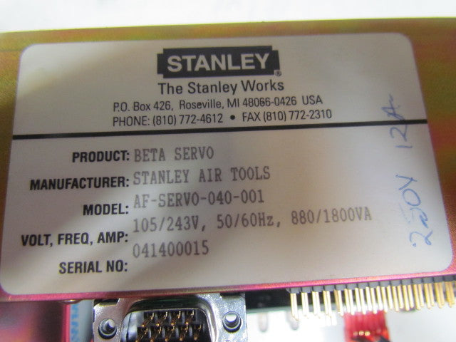 Stanley AF-Servo-040-001 Beta Servo Drive 105/230V 50/60Hz 880/1800VA