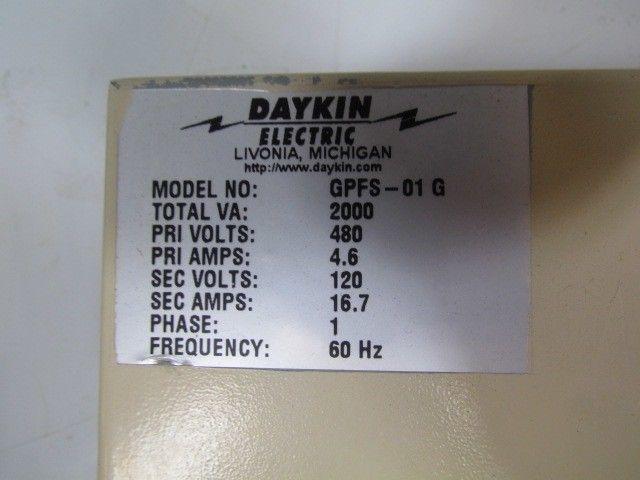 Daykin GPFS-01 G Enclosed Transformer Disconnect 2000VA 480V Pri 120V Sec 1PH