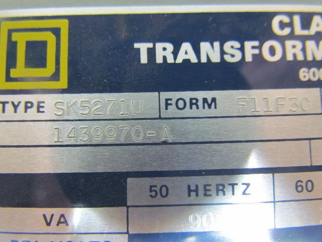 Square D SK5271U Power Transformer 1.0kva 600VAC Pri 230/460V Sec 115V