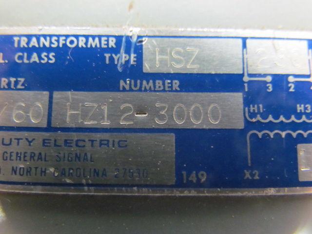 General Signal HZ12-3000 Hevi-Duty 3.0KVA 240/480 Pri 120 Sec Transformer