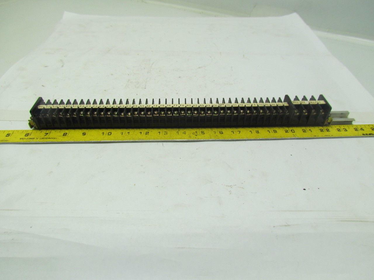 Mibu Denki F15 38 F15 600V Terminal Blocks w/4 F25 Blocks On 18" Long Din Rail