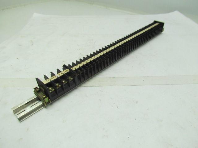 Mibu Denki F15 38 F15 600V Terminal Blocks w/4 F25 Blocks On 18" Long Din Rail