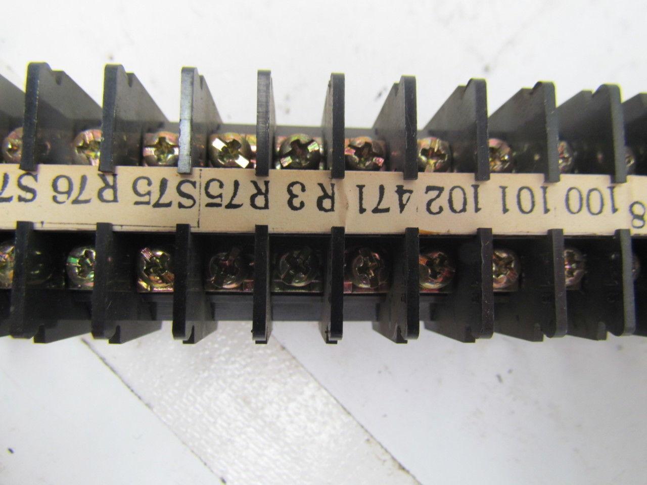 Mibu Denki F15 38 F15 600V Terminal Blocks w/4 F25 Blocks On 18" Long Din Rail