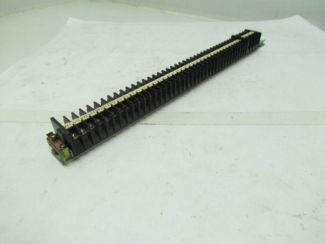 Mibu Denki F15 38 F15 600V Terminal Blocks w/4 F25 Blocks On 18" Long Din Rail