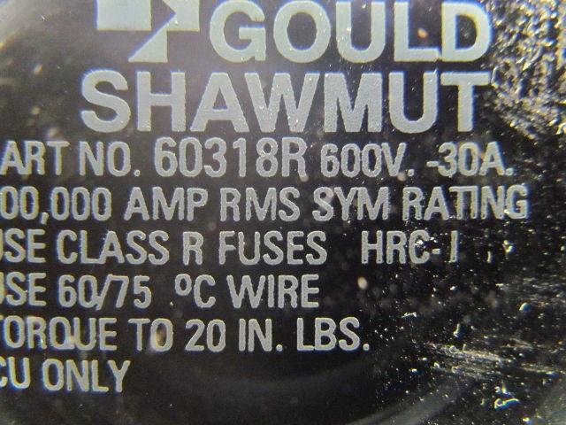 Gould 60318R Fuse Block/Holder 600V 30A Class R Fuse 3 Pole Lot of 3