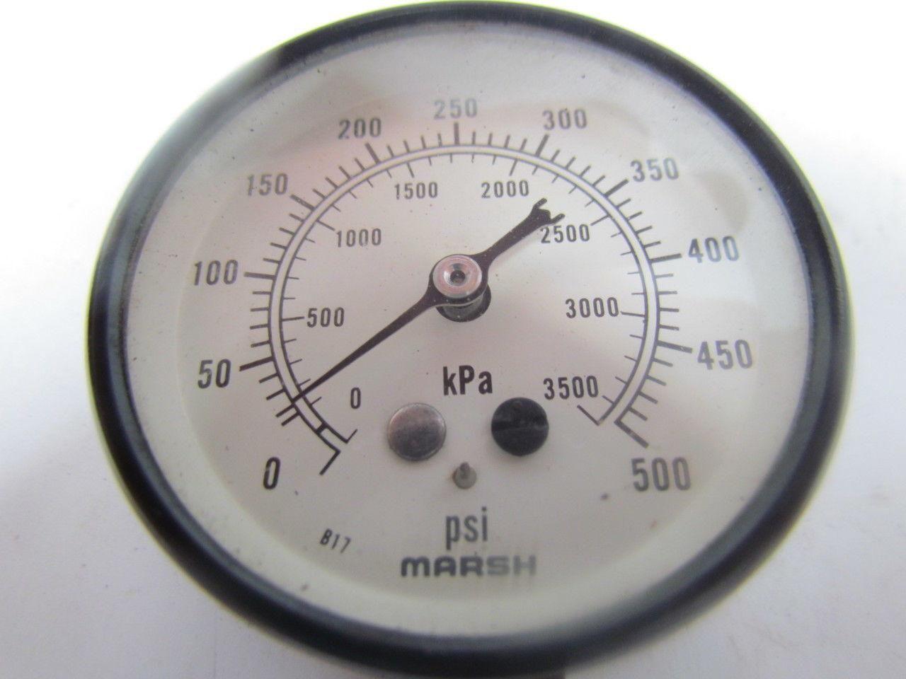 MARSH 500PSI Pressure gauge 2-3/4" Face 500PSI Max