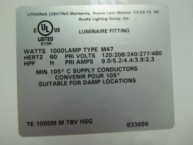 Lithonia Lighting TE1000MM TBV HSG 4" Matt white baffle120V LED module 1000watt
