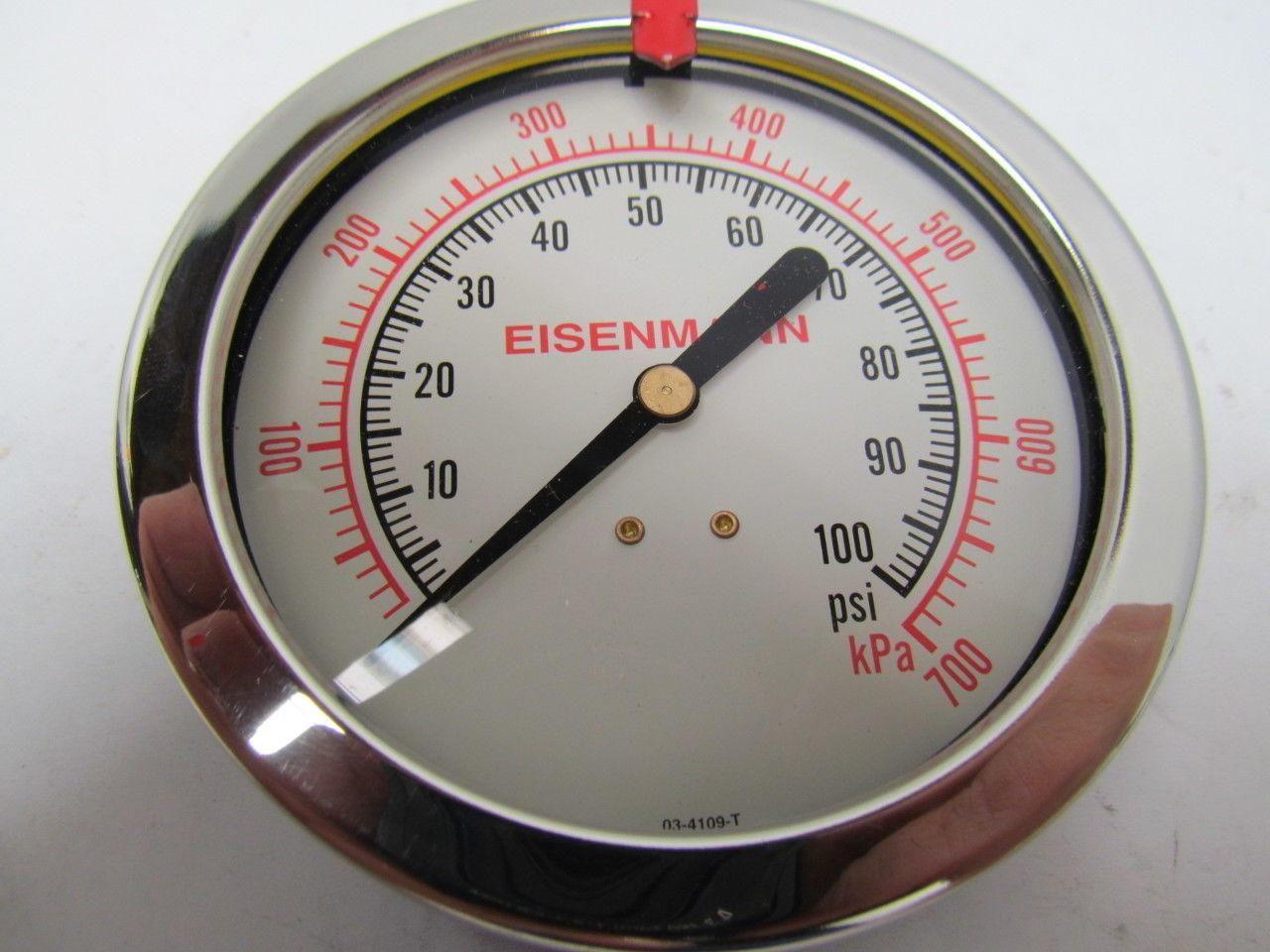 Span Eisenmann LSF-310-100 KPA-SFB-G 4" Diameter 1/4"npt Bottom Mount 0-100 PSI