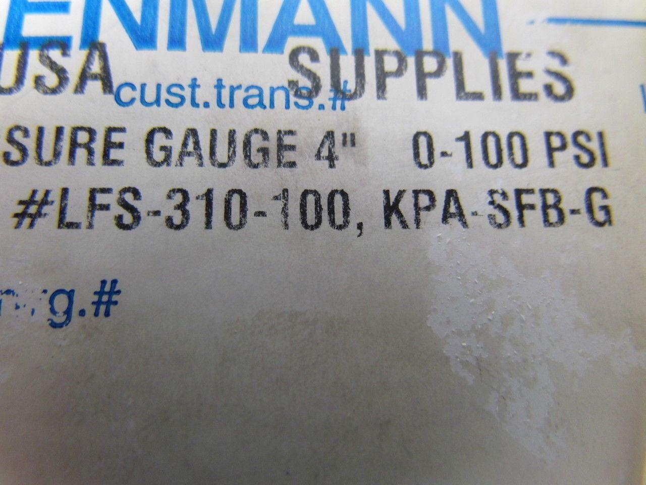 Span Eisenmann LSF-310-100 KPA-SFB-G 4" Diameter 1/4"npt Bottom Mount 0-100 PSI