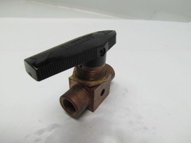 Whitney B-44F6 3/8"npt 2-way Brass Swagelok Ball Valve W/Bleed Off