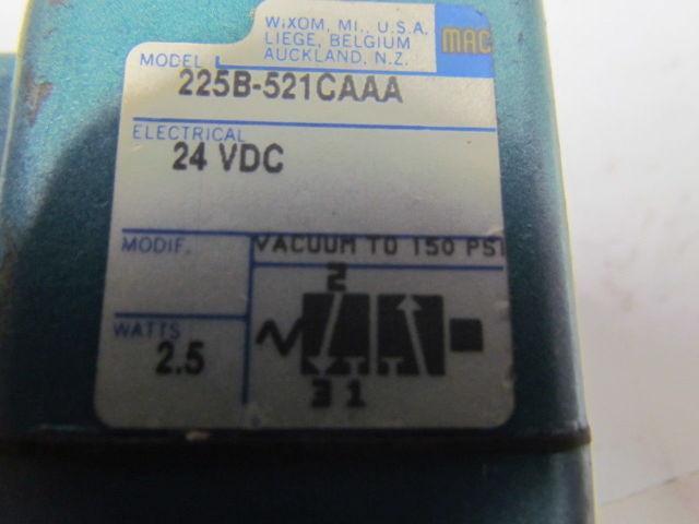 MAC 225B-521CAAA Series 200 Pneumatic Solenoid Universal Valve 24VDC Coil
