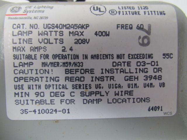 GE Lighting UGS40M2A5AKP Small Ballast Assy For UNIGLOW Luminaire 208V 400W