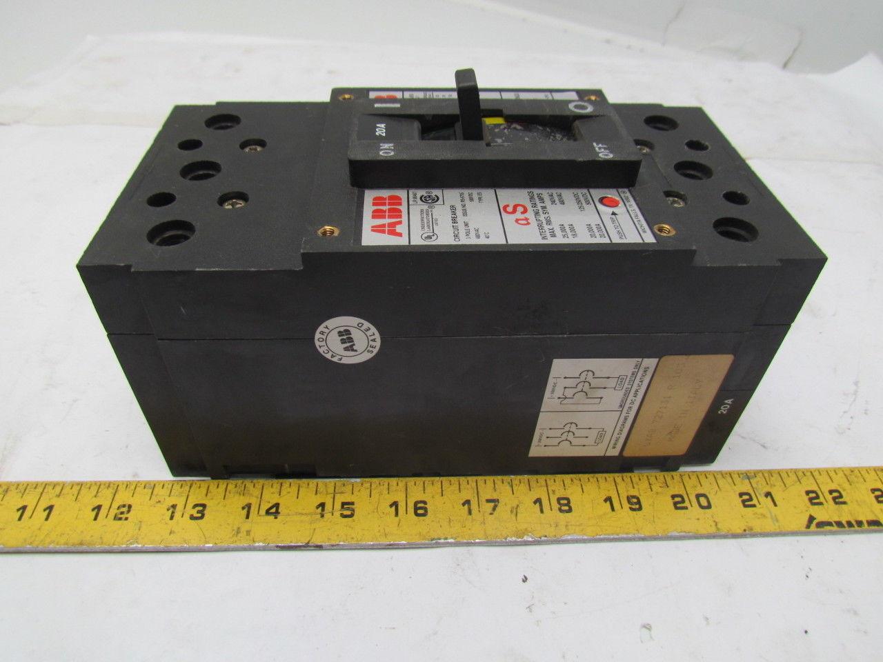 ABB UXAB 727131 R 103 3 Pole 20A Circuit Breaker 480VAC 500VDC