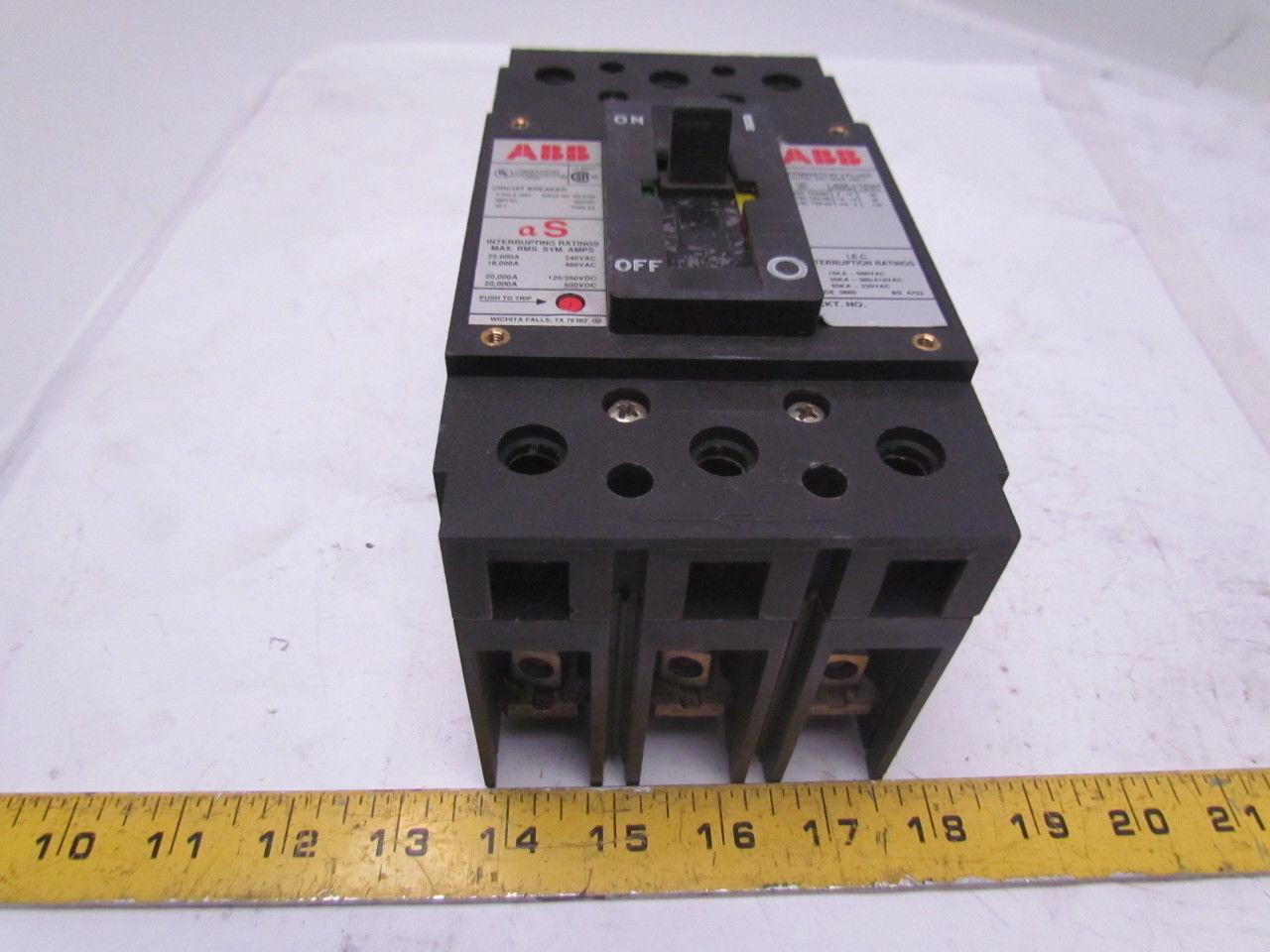 ABB UXAB 727131 R 103 3 Pole 20A Circuit Breaker 480VAC 500VDC