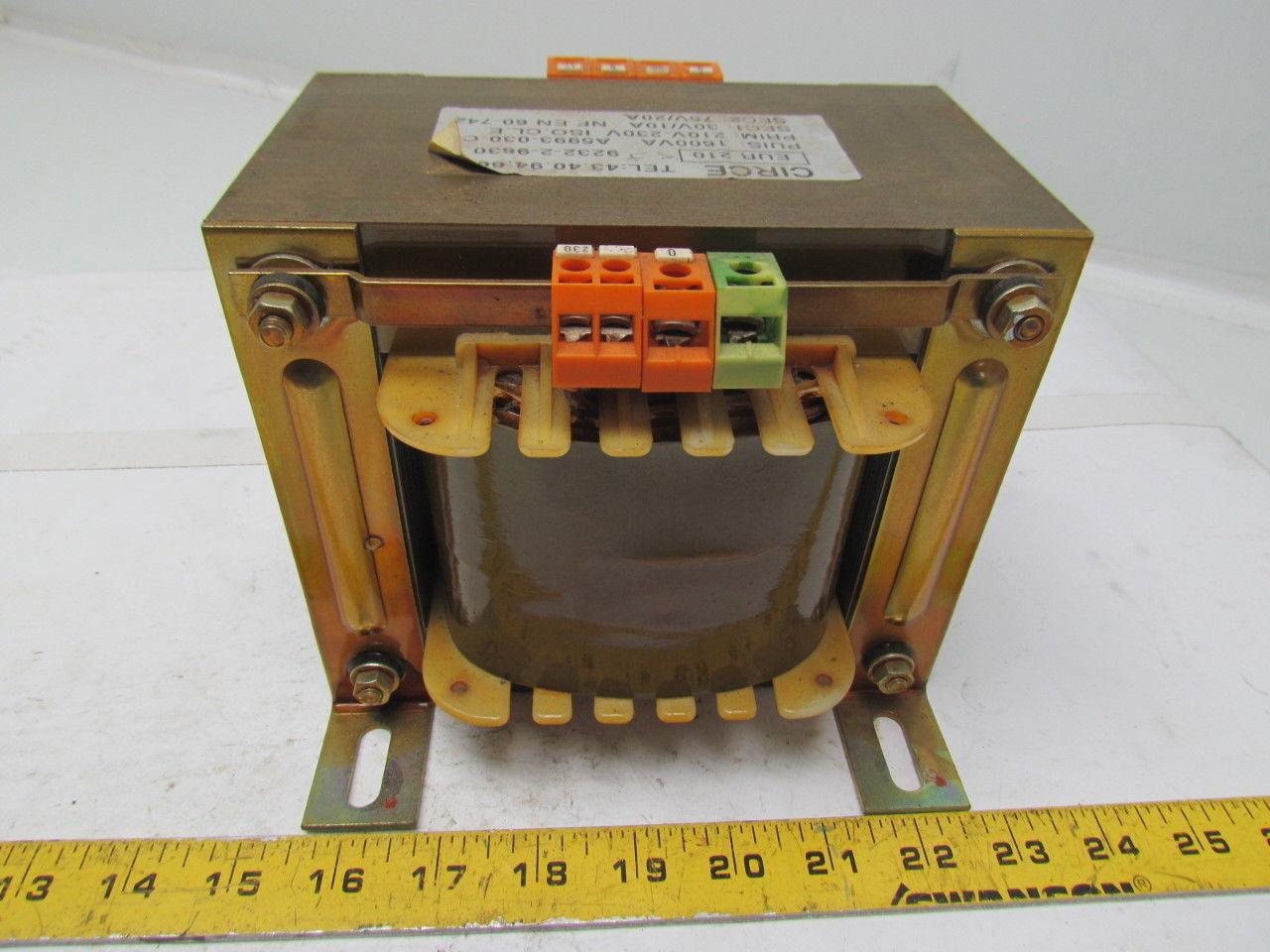 Circe EUR 210 Isolation Transformer 210-230 Pri 30V Sec1 75V Sec2