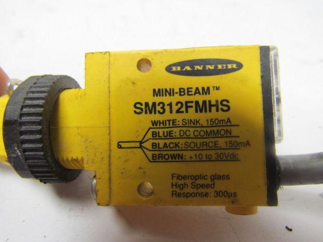 Banner SM312FMHS Mini-Beam Sensor W/BAT23S Fiber Optic Cable