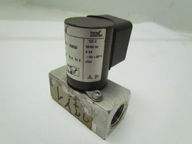 Krom Schroder VG 15/10R01Q6 Gas Solenoid Valve 1/2"npt Ports 100mbar 120V 8VA