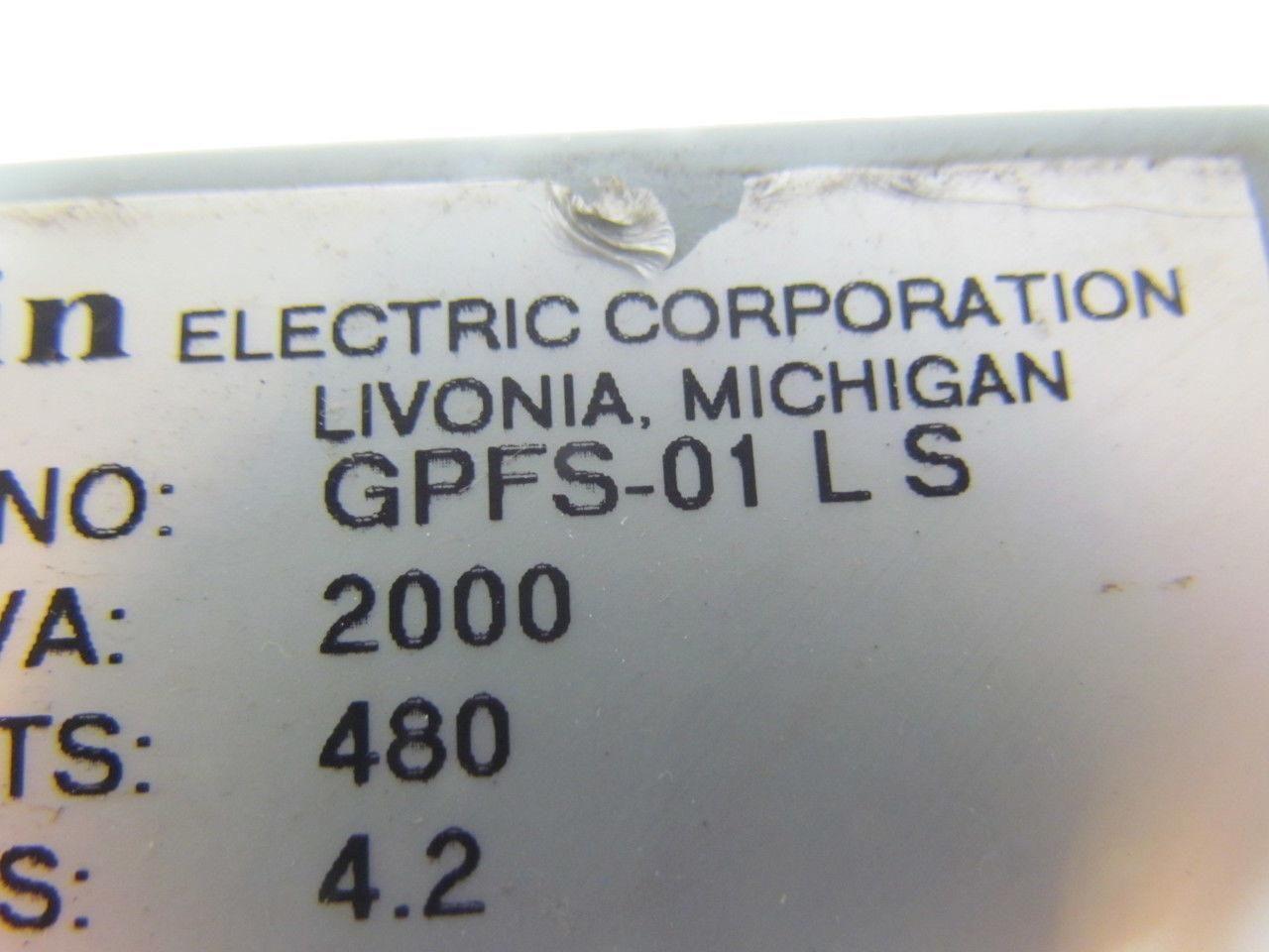 Daykin Elec. GPFS-01 LS Enclosed Transformer Disconnect 2000VA 480V Pri 120V Sec