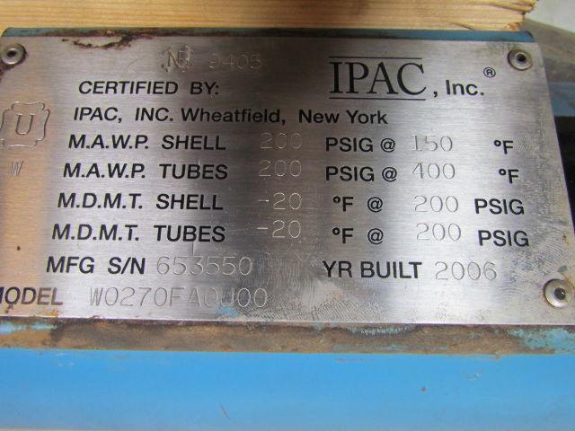 IPAC W0270FA0U00 Shell & Tube Heat Exchange 3" Flanged Liquid Cooled