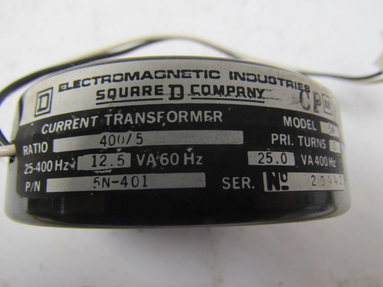 Square D 5N-401 Current Transformer 400/5 25-400 HZ
