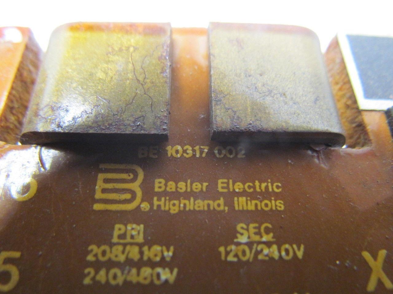 Basler BE 10317-002 Transformer Primary 208/416V 240/480V Secondary 120/240V