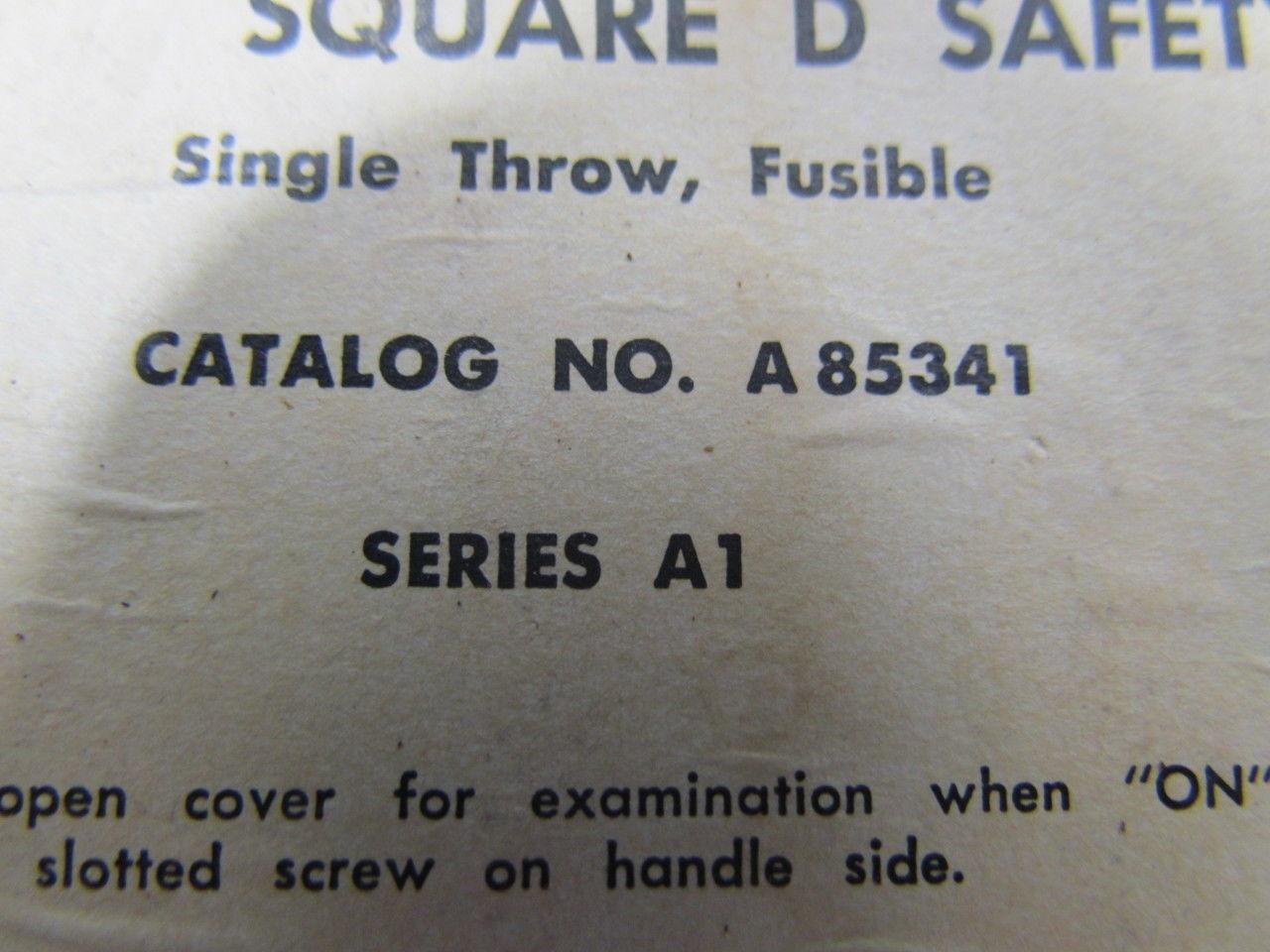 Square D A85341 Ser.A1 Fused single throw safety switch disconnect 30A 600V
