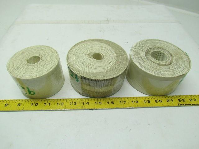 2 Ply White Inverted Pyramid Nylon Backed Conveyor Belt 0.092 Thick Lot of 3