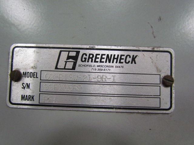 GreenHeck 09-BISW-21-9R-I 1 Hp 3Ph Centrifugal Blower Fan w/Sidelock Filter