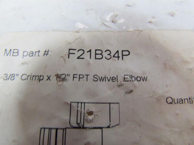 MB PEX F21B34 3/8" Crimp X 1/2"FPT Swivel Elbow Bag of 50