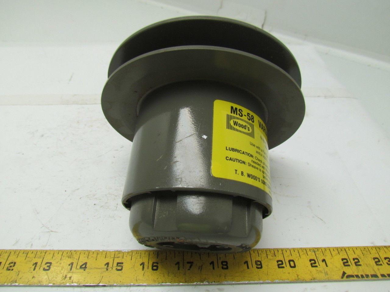 T.B. Woods MS-58 variable sheave pulley 5/8" bore maximum 8900 RPM