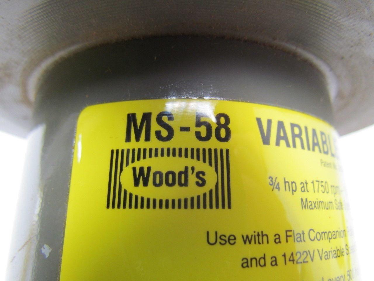 T.B. Woods MS-58 variable sheave pulley 5/8" bore maximum 8900 RPM