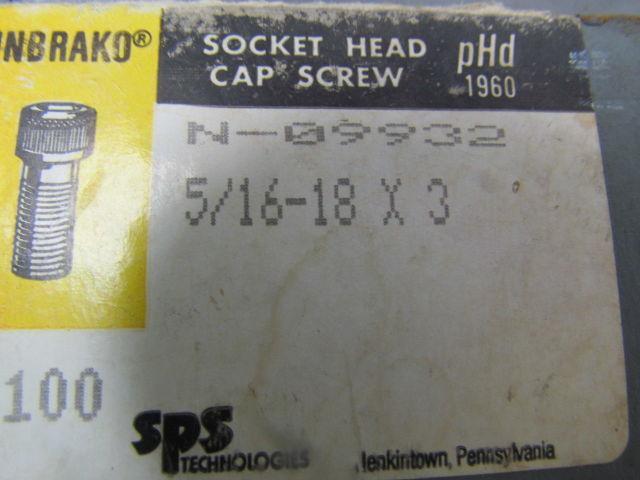 Unbrako N-09932 Socket head cap screw 5/16-18 x 3" 100pcs