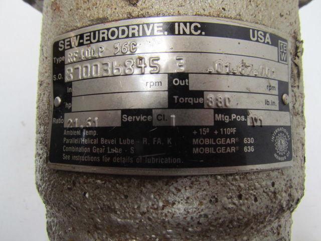 Sew-Eurodrive Inc. RF40LP 56C In-Line speed reducer output flange mounted