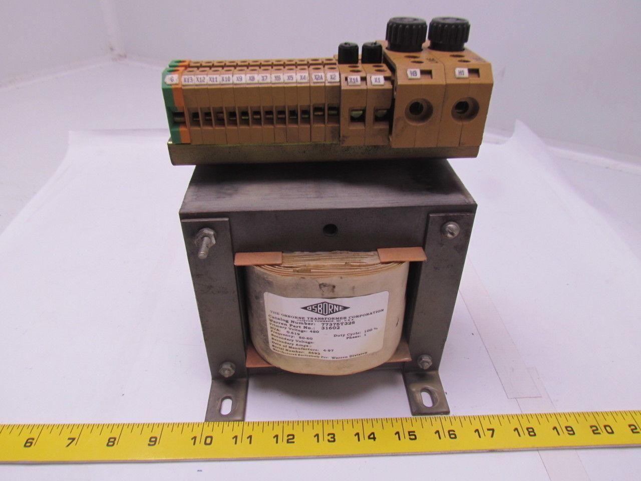 Warren Emhart 31602 .619KVA Transformer 480 Volt 50/60Hz