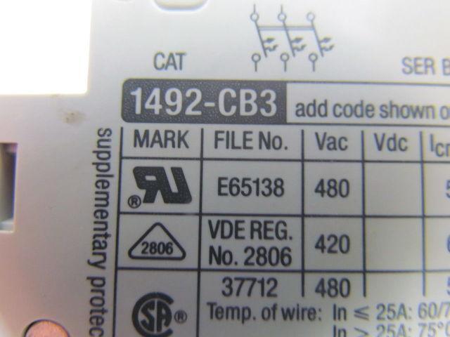 Allen-Bradley Lot of 3 Supplementary Protectors/Mini circuit breakers