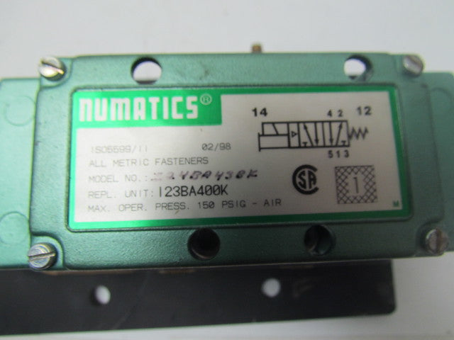 Numatics I24BA43BK/123BA400K Pneumatic solenoid air valve w/manifold 120VAC 06A