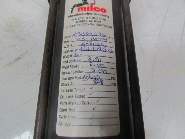 Milco 454-10568-06 Air cylinder weld/clamp wo#488026/SN0315040360