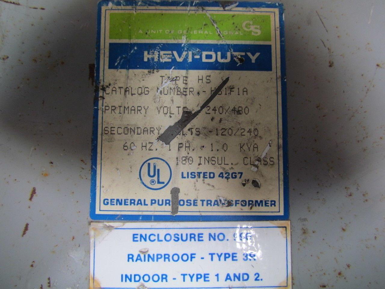 GSHeavi-Duty HS1F1A typ.HS 1KVA Transformer 240/480VPRI.120/240Sec.60Hz 1PH