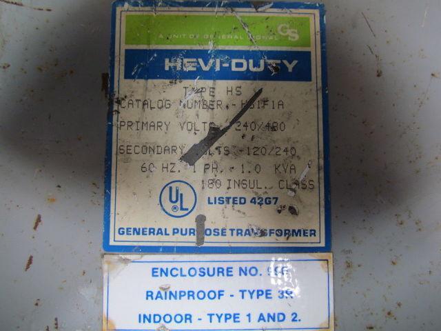 GSHeavi-Duty HS1F1A typ.HS 1KVA Transformer 240/480VPRI.120/240Sec.60Hz 1PH