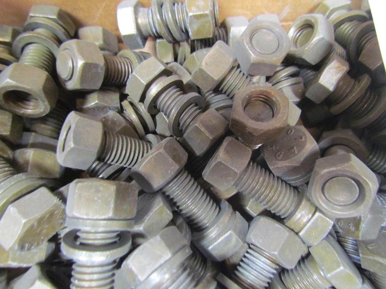 Low Carbon Steel Hex Bolt 5/8-11x1-3/4 w/2 washers & 1 Hex nut Lot of 775